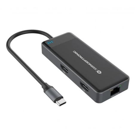 DOCK HUB CONCEPTRONIC 7IN1 USB-C 3.2 G1 2XHDMI/USB/RJ45/USCB-C PD