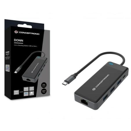 DOCK HUB CONCEPTRONIC 7IN1 USB-C 3.2 G1 2XHDMI/USB/RJ45/USCB-C PD