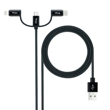 CABLE USB 3 EN 1 USB-A / USB-C MICROUSB LIGHTNING 1M NANOCABLE