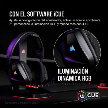 AURICULARES + MICROFONO CORSAIR VOID USB ELITE GAMING HEADSET RGB 7.1 BLACK