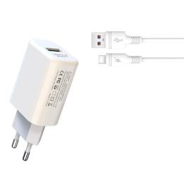 PACK CARGADOR CORRIENTE L85D 18W + CABLE TIPO C BLANCO XO
