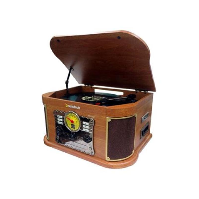 TOCADISCOS DE MADERA RETRO | CD | FM | BT | CASSETTE | PXRC52CDWD SUNSTECH