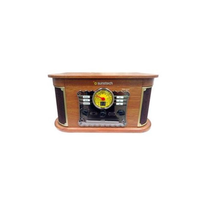 TOCADISCOS DE MADERA RETRO | CD | FM | BT | CASSETTE | PXRC52CDWD SUNSTECH