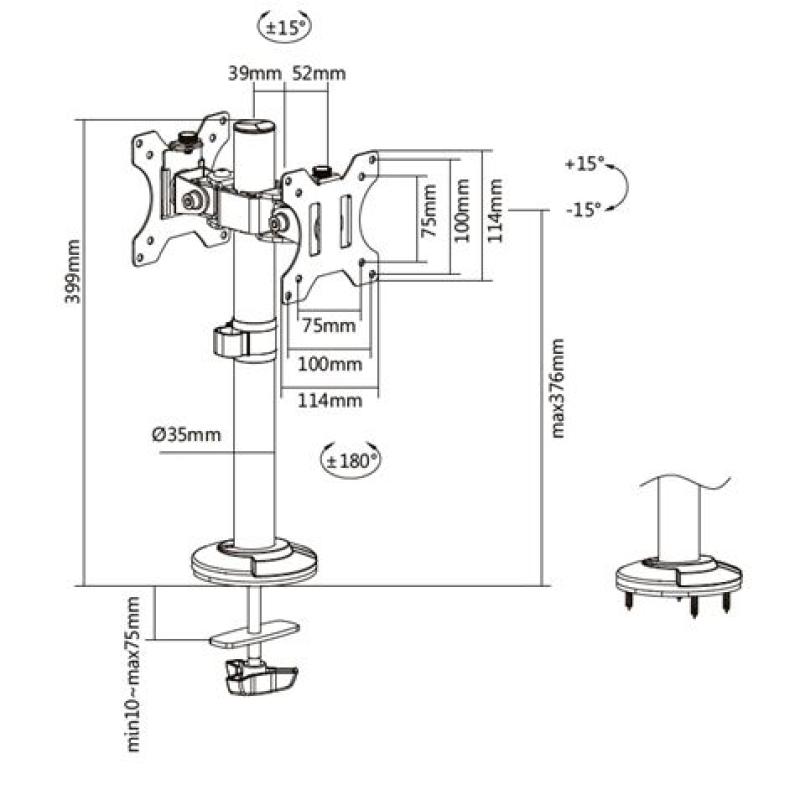 SOPORTE PARA MOSTRADOR 2 MONITORES 17-32 CROMAD