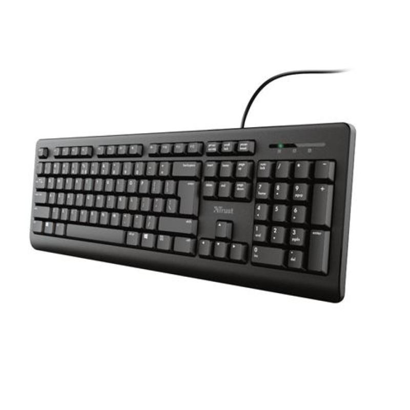 TECLADO TRUST TK-150 TAMAÑO COMPACTO RESISTENTE VERTIDOS