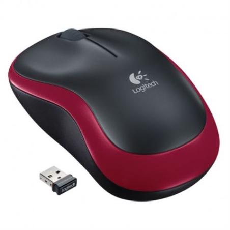 RATON OPTICO LOGITECH M185 WIRELESS ROJO