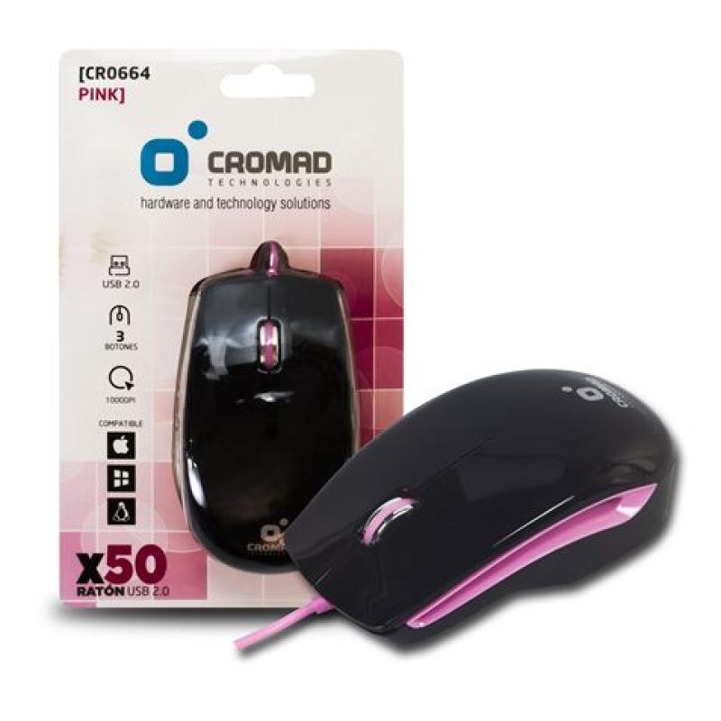 RATÓN X50 USB NEGRO/ROSA CROMAD