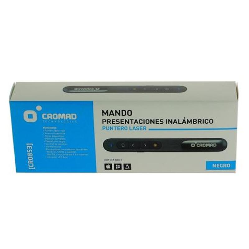 MANDO PRESENTACIONES INALAMBRICO PUNTERO LASER NEGRO CROMAD