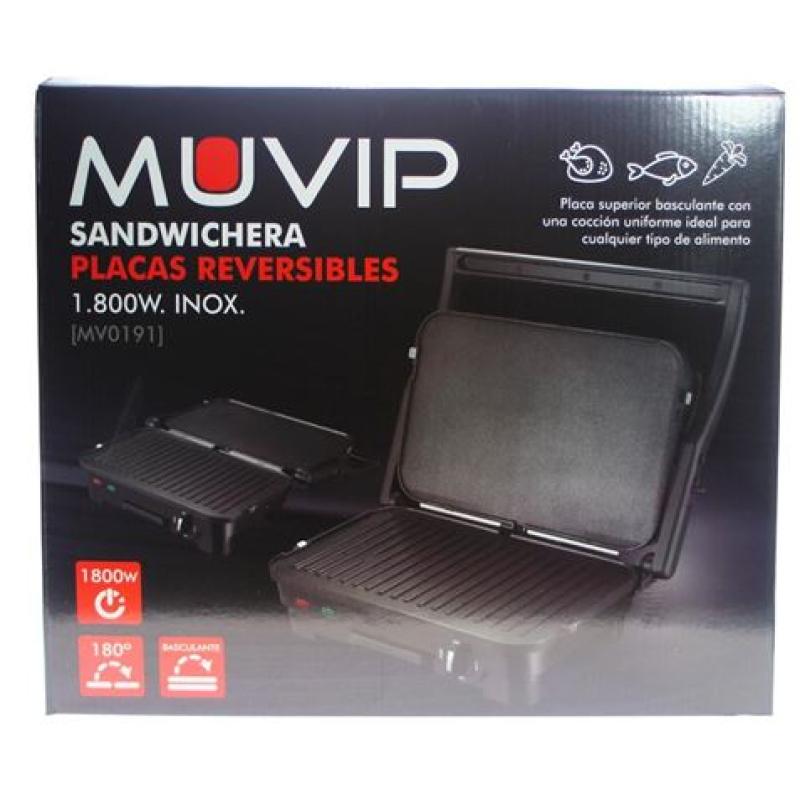 SANDWICHERA INOX 1800W 180º PLACAS REVERSIBLES MUVIP