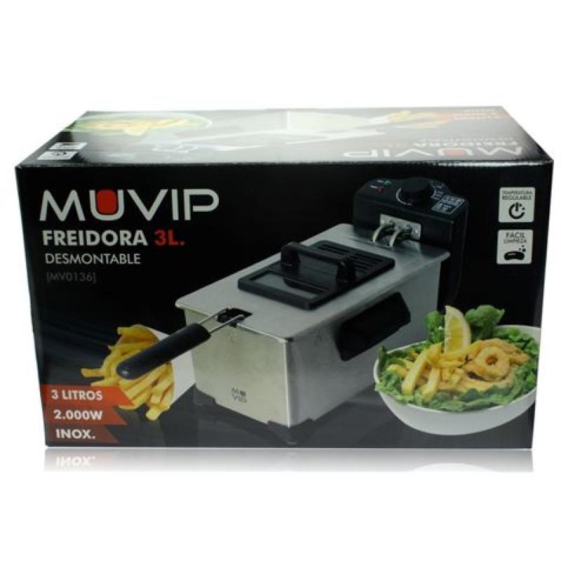 FREIDORA 3 LITROS INOXIDABLE 2000W DESMONTABLE MUVIP