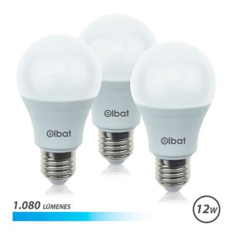 PACK 3 BOMBILLAS LED A60 | 12W | 1080LM | E27 | LUZ FRIA | ELBAT