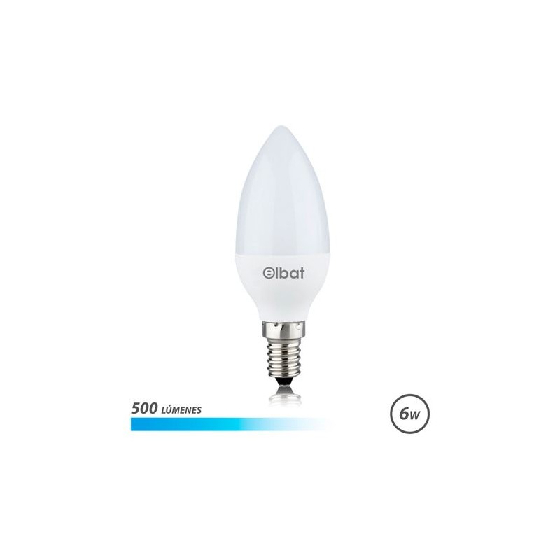 BOMBILLA LED C37 | 6W | 500LM | E14 | LUZ FRIA | ELBAT
