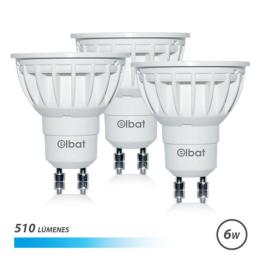 PACK 3 BOMBILLAS LED GU10 | 6W | 510LM | LUZ FRIA | ELBAT