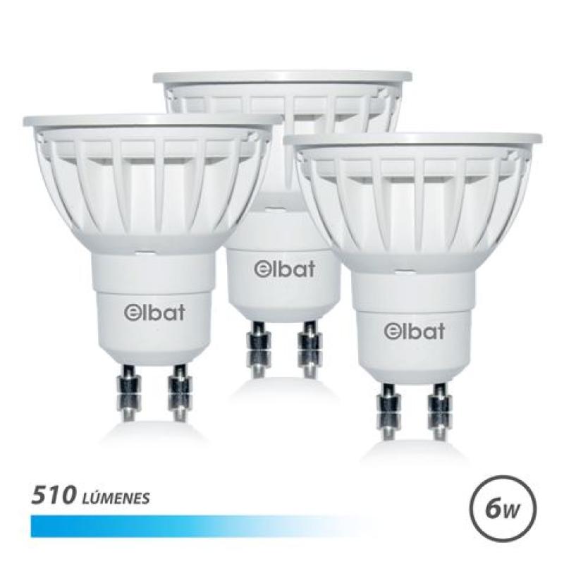 PACK 3 BOMBILLAS LED GU10 | 6W | 510LM | LUZ FRIA | ELBAT