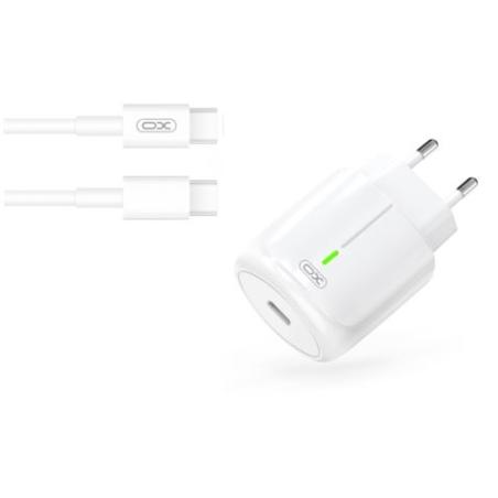 CARGADOR DE CORRIENTE L113 20W TIPO C + CABLE TIPO C XO BLANCO