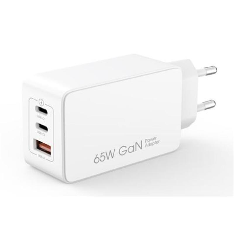 CARGADOR DE CORRIENTE CE13 65W 2 X TIPO C + 1 X USB XO BLANCO