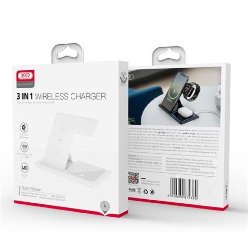 ESTACION DE CARGA TRIPLE INALAMBRICA WX023 15W BLANCA XO