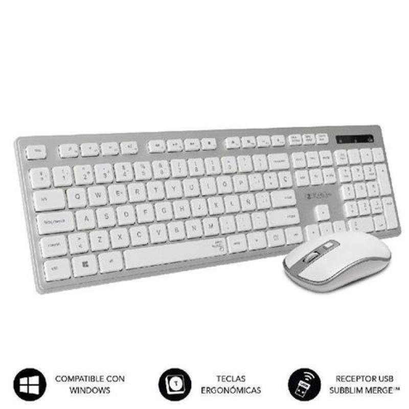 TECLADO Y RATON INALAMBRICO ERGO SUBBLIM BLANCO GRIS