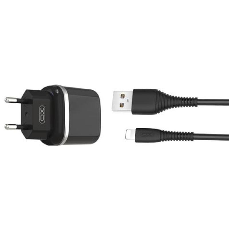 PACK CARGADOR CORRIENTE L69 2.4A + CABLE LIGHTNING NEGRO XO