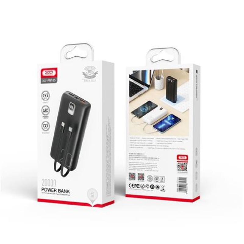 POWERBANK PR186 LCD 10000MAH | TIPO C + LIGHTNING + CARGA INALÁMBRICA | XO