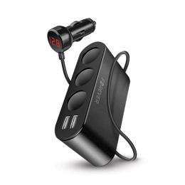 ADAPTADOR MECHERO 3 TOMAS + 2 TOMAS USB