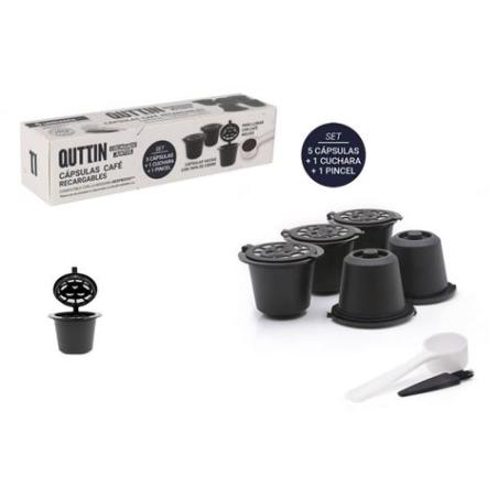 SET 5 CAPSULAS PARA CAFE RECARGABLES CON ACCESORIOS QUTTIN