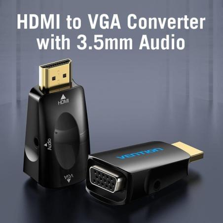 ADAPTADOR CONVERSOR VENTION HDMI/M A VGA/H AUDIO JACK 3.5 BLACK