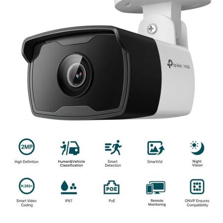 CAMARA IP TP-LINK VIGI BULLET EXTERIOR 2MP 4MM IR 30M IP67 POE