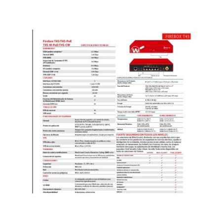 FIREWALL WATCHGUARD FIREBOX T45-POE NFR 1YR TOTAL SECURITY SUITE