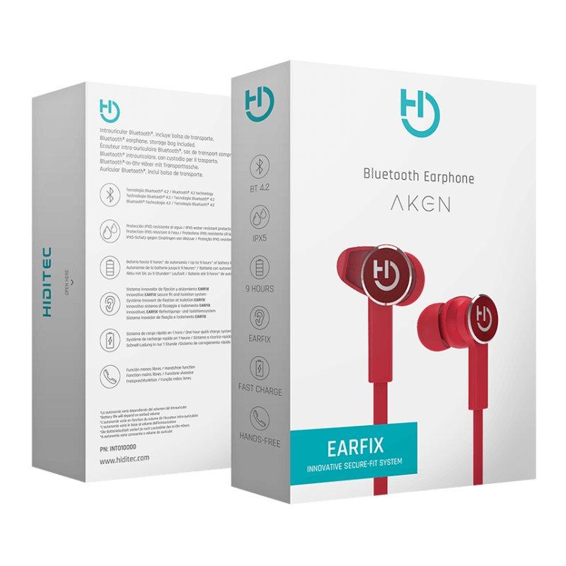 Hiditec auricular+mic  aken bt4,2 earfix  red