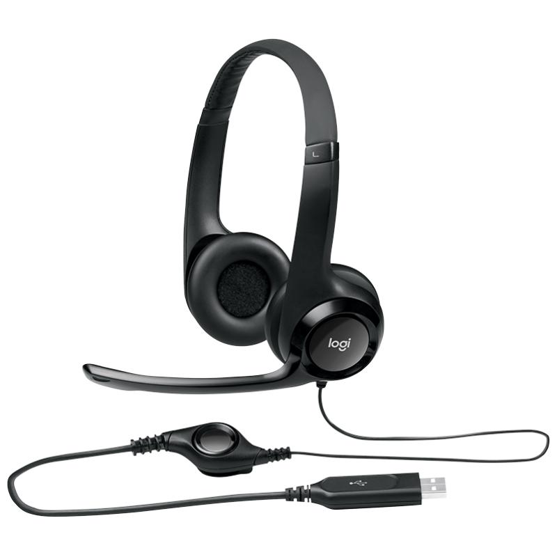 Logitech auricular+mic h390 usb negro