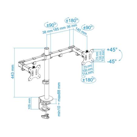 SOPORTE DE MESA TV/MONITOR TOOQ DB1232TN-B 13-32 2 BRAZOS BLACK