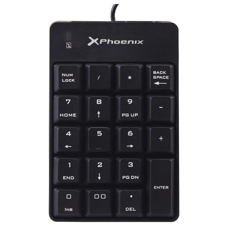 TECLADO NUMERICO PHOENIX KEYPAD USB 19 TECLAS BLACK