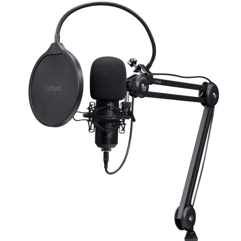 MICROFONO TRUST GXT 270 EMITA II+ USB FILTRO STREAMING BRAZO AJUSTABLE BLACK