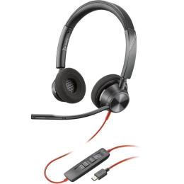 AURICULAR + MICROFONO POLY BLACKWIRE 3320 BIAURAL USB-C + ADAPTADOR USB-A