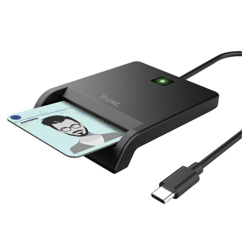 LECTOR DE TARJETAS DNI TRUST PRIMO DNI USB-C/USB-A BLACK