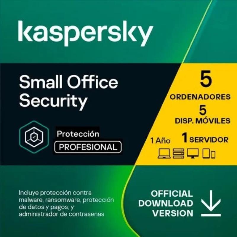 ANTIVIRUS KASPERSKY SMALL OF. SEC. 1L SERVER + 5L PC + 5 PUESTOS 1 YEAR L.ELEC