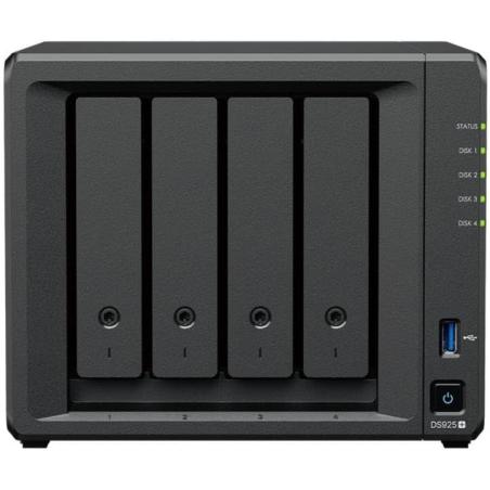 UNIDAD NAS SYNOLOGY DS925+ 4 HDD/SSD/NVME DISKSTATION CPU 2.2GHZ 4GB BLACK