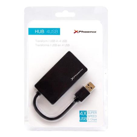 HUB USB PHOENIX 4 PUERTOS USB 3.0 BLACK