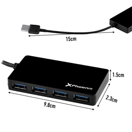 HUB USB PHOENIX 4 PUERTOS USB 3.0 BLACK