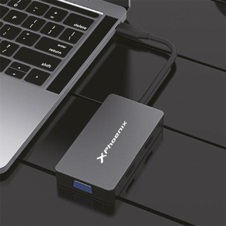 DOCK HUB USB-C PHOENIX 5 EN 1 HDMI 4K/VGA/USB 3.0 BLACK