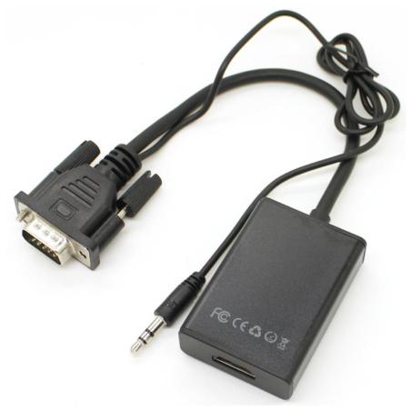 CABLE CONVERSOR SVGA MACHO A HDMI HEMBRA + AUDIO 3.5MM BLACK