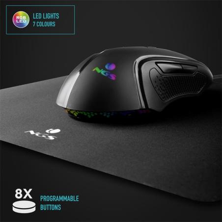 RATON NGS GAMING ERGONOMICO USB BLACK RGB