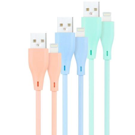 CABLE LIGHTNING A USB 2.0 NANOCABLE A/M 1M 3UD BLUE PINK GREEN
